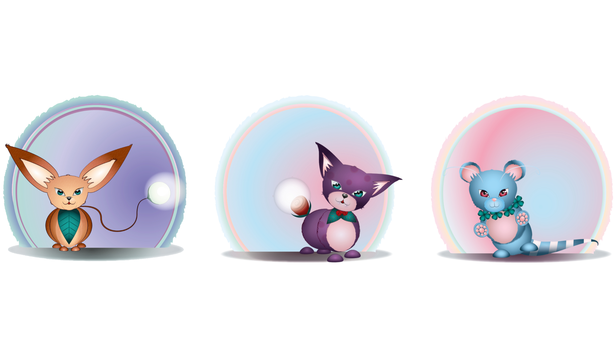 Plusieurs propositions de chara design pour un Limù